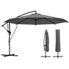 10FT Cantilever Patio Umbrella with 8 Ribs, Offset Patio Umbrella with Cover and Wind Ropes for Garden, Yard, Dark Grey