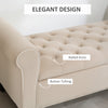 50 Inches Storage Ottoman, Upholstered Bedroom Bench with Rolled Arms and Button Tufted Storage, Beige