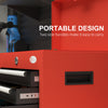 Portable Tool Chest with 4 Drawers and Top Storage, Lockable Steel Tool Box with Latch and Keys for Garage, Red