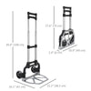 Folding Hand Truck and Dolly with 2 Wheels for Moving, Heavy Duty Luggage Handcart, Aluminum Box Cart with 3 Level Adjustable Telescoping Handle for 154lbs Load Capacity