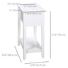 Flip Top End Table, Side Table with Storage Shelf and Cable Management, Narrow Nightstand for Living Room, Bedroom, White