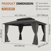 10' x 10' Hardtop Gazebo, Sun Shelter with Double Tier Metal Roof, Mosquito Netting, and Hanging Hook, Dark