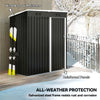 5 x 3 ft Outdoor Storage Shed, Lean-to Metal Garden Shed with Lockable Door and Vents, Dark Grey