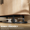Sideboard Buffet Cabinet with Curved Tambour Doors, Thick Tabletop and Arc Metal Legs Natural Wood