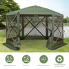 12' x 12' Hexagon Automatic Pop Up Screen Tents Camping Shelter Picnic Canopy Outdoor Sun Shade with Mesh Sidewalls and Carry Bag