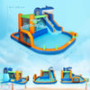 Qaba Inflatable Bounce House for Kids, Sharks Theme Jumping Bouncy Castle with Slide and Pool for Indoor Outdoor, Blue