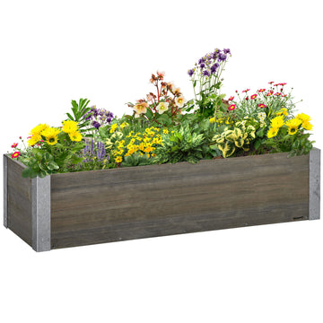 Jardinière surélevée en bois de 3 pi x 1 pi, pour l'extérieur, cour arrière ou patio, pour cultiver légumes, herbes et fleurs, gris pâle