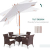 6.6x5ft  Fir Wooden Patio Umbrella Square Market Parasol Tilt Mechanism 6 Ribs Garden Sunshade, Cream White
