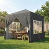 8.2 x 8.2 ft Pop Up Canopy Tent with 4 Sidewalls, UPF 50+ Outdoor Instant Canopy with 4 Sandbags, Carry Bag, Dark Grey