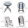 3pc Patio Rocking Chair Set, Folding Outdoor Rocking Chairs and Table Bistro Set w/ Breathable Mesh Seat & Backrest, Headrest for Park, Backyard, Garden, Cream White
