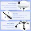 Adjustable Rolling Stool with Removable Backrest, Faux Leather Swivel Stool Chair for Salon Spa, Bar, Massage, White