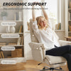 Desk Chair, Computer Office Chair with Footrest, Adjustable Backrest and Headrest, Cream White