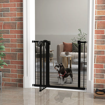 Extra Tall Dog Gate with Door, Pressure Fit, Auto Close, Double Locking for Doorways Hallways Stairs, 29