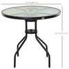 31.5'' Round Bistro Table Outdoor Dining Coffee Table w/ Tempered Glass Top Patio Garden Side Table Weather-resistant