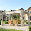 10' x 13' Pergola with Retractable Canopy and Curtains, UPF30+ Sun Shade Shelter for Grill, Garden, Backyard, Deck