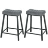 Set of 2 Bar Stools, Velvet Upholstered Counter Stools with Curved Seat and Footrest for Kitchen Island, Grey