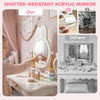 Qaba Kids Vanity Set, Kids Makeup Vanity Table and Chair with Triple Mirrors, 5 Pcs Accessories and Drawer for Girls 3+, Pink