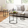 Nesting Coffee Tables Set of 3, Stacking Round Side Tables with Steel Frame for Living Room