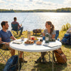 4ft Plastic Folding Picnic Table, Camping Table with Anti-Slip Foot Pads, Indoor Outdoor for Beach, BBQ, White