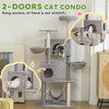 66 Inch Large Cat Tree with 2 Door Condos, 3 Big Hammocks, Plush Top Perch, Sisal Scratching Posts, Light Grey