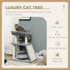 Small Cat Tree with Perch, Scratching Posts, Pad, Bed, Toy Balls, Light Grey