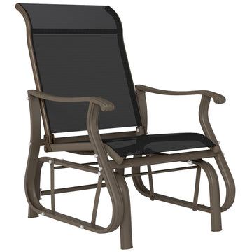 Outdoor Glider Chair, Patio Glider with Steel Frame and Mesh Fabric, Outdoor Chair for Backyard, Garden, Porch, Black