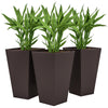 Set of 3 Tall Plant Stand, Outdoor & Indoor Flower Pot Set for Front Door, Entryway, Patio and Deck, Brown