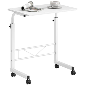 Mobile Standing Desk with Adjustable Height, 23.5 inch Stand Up Desk with Wheels, White