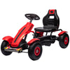Pedal Go Kart for Kids, Pedal Car with Adjustable Bucket, Handbrake, 4 Rubber Wheels Powered Ride, White