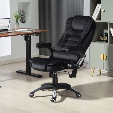 6 Point Vibrating Massage Office Chair, High Back Executive Chair with Reclining Back, Swivel Wheels, Black