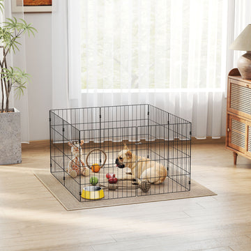 Foldable Metal Exercise Dog Playpen, Expandable Pet Fence Indoor Outdoor Use for Small Dogs, 20