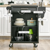 Kitchen Island with Stainless Steel Top, Rolling Kitchen Cart on Wheels with Storage Drawer, Cabinet, Towel Rack and Spice Rack (Black), Black