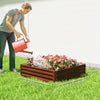 4' x 4' x 1' Raised Garden Bed Galvanized Steel Planter Box for Vegetables, Flowers, Herbs, Dark Brown Wood Effect