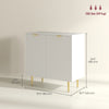 Modern Kitchen Storage Cabinet, Sideboard Buffet Cabinet with Adjustable Shelves and Metal Legs for Kitchen, White