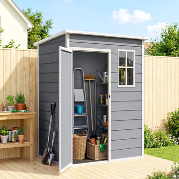5 x 3FT Garden Shed with Floor, Outdoor Storage Shed with Lockable Door, Window and Vent for Backyard, Patio