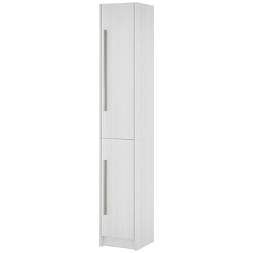 Freestanding Tall Bathroom Storage Cabinet with Adjustable Shelves, Bathroom Organizer, White Wood Grain