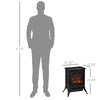 Free Stand Electric Fireplace Stove Heater with Adjustable LED Flame Effect and Front Door, 750W/1500W, Black