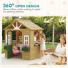 Qaba Outdoor Playhouse, Wooden Kids Playhouse with Door, 3 Windows, 2 Flower Boxes for Garden, Indoor Playroom, Ages 3–8
