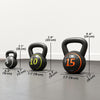 Soozier Three-Piece Kettlebell Set Weights with Storage Stand for Home Gym Weight Lifting Training, 5lbs, 10lbs, 15lbs (2.2kg, 4.5kg, 6.8kg)