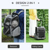 2-IN-1 Pet Luggage Box Backpack Carrier Cats Dogs w/ Handle, Rolling Wheel Grey
