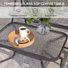 Outdoor 4 Pieces Patio Furniture Set, Garden Set with Two Foldable Armchairs, a Loveseat & Glass Top Table