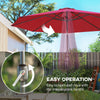 10' x 8' Round Market Umbrella, Patio Umbrella with Crank Handle and Tilt, Outdoor Parasol for Garden, Bench, Lawn, Wine Red