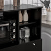 Compact Kitchen Pantry Buffet Server Hutch Storage Cabinet  with Microwave Oven Stand Drawer and Shelves, Black