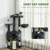 47 Inch Cat Tree, Cat Tower for Indoor Cats with Cozy Condo, Bed, Toy Balls, Sisal Scratching Posts, Hammock, Dark Grey