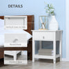Modern Style Nightstand, Small End Table with Drawer and Storage Shelf for Bedroom, Living Room, White