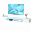 TV Stand with RGB LED Lights, Entertainment Center with Open Shelves for 75 Inch TV, White Wood Grain