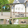 14' x 10' Gazebo, Lean to Galvanized Steel Hardtop Gazebo Pergola with Wood Frame, Patio Gazebo Awning, Dark Grey