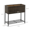 Rattan Raised Garden Boxes, Elevated Flower Beds with Storage Shelf for Herbs, Flowers, Vegetables, Brown
