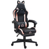 Cute Racing Gamer Chair, Faux Leather Gaming Chair with Footrest, Headrest and Lumbar Support, Pink