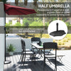 9ft Half Round Umbrella Outdoor Patio Garden Balcony Parasol Window Sun Shade w/ 5 Ribs Wine Red
